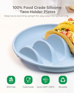 Creative Modern BPA Free Silicone Taco Holder Stand 4 Lattice Dividers Reusable Microwavable Stackable Taco Shell <b>Rack</b> Serving - Product Image 3