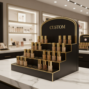 Expositor de Acrílico Personalizado de 3 Niveles para Botellas de Perfume, Maquillaje y Cosméticos con Iluminación Integrada - Product Image 1
