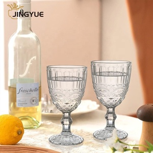 Moderno in tinta unita bicchieri da vino <span class=keywords><strong>Set</strong></span> 8oz lavabili in lavastoviglie multicolore goffrato in cristallo Vintage calici di vetro per festa di nozze - Product Image 5