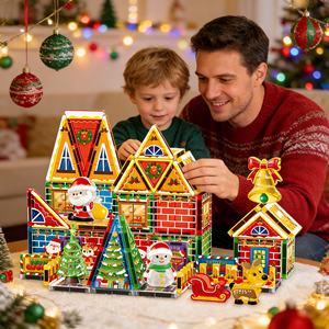 Jouets magnétiques en plastique EPT Noël 5,5 cm, ensemble de construction magnétique pour enfants, blocs de construction éducatifs STEM, tuiles, à partir de <span class=keywords><strong>3</strong></span> ans - Product Image 2