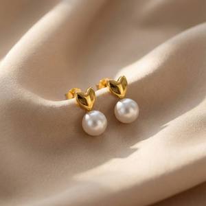 Boucles d'oreilles pendantes tendance, bijoux fantaisie pour femme, bijoux fins, boucles d'oreilles en acier inoxydable plaqué or, bijoux, perles - Product Image 1