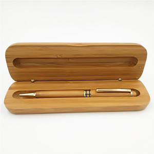 Ensemble de stylos en bambou personnalisés ECO, vente en gros, stylo à bille avec boîte, pointe de 1,0 mm, encre non effaçable, pour le bureau et l'école - Product Image 1