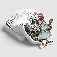 Stiker Hewan Berpakaian Vintage Kustom Tahan Air Perekat Sendiri Potongan Presisi Stiker Vinyl Ayam Berpakaian Kartun Lucu untuk Laptop