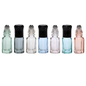Botella de cristal para Perfume octogonal, rollo de aceite para Attar, 3ml, 6ml, 9ml, 12ml, muestra gratis