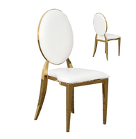 Chaises de mariage de luxe rondes à dossier en O, en acier inoxydable doré, modernes, pour banquets, réceptions, location pour hôtels