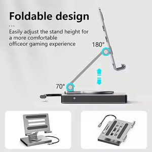 Aluminum Alloy Type-C Bracket Docking Station for Tablet Notebook <b>USB</b> 3.0 Adapter HDMI2.0 Gigabit Port USBHub Docking Stock - Product Image 4