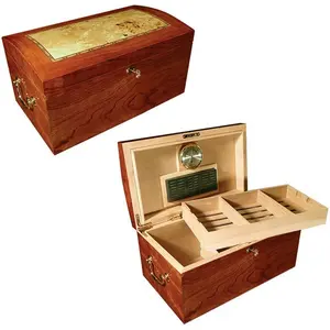 Luxury Wooden boxes manufacturers custom piano lacquer paint wholesale cedar wood case cigar humidor in bulk