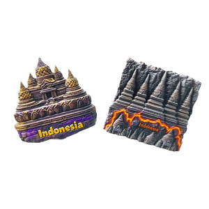 Magnete per Frigorifero 3D in Resina dell'Indonesia, Creativo Souvenir del Tempio Borobudur e delle Ruine Vulcaniche Storiche, Decorazione per la Casa - Product Image 1