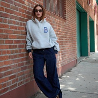 Maßgefertigter Bestickter Damen-Baumwoll-Oversized-Pullover Hoodie Strick-Designer-Rundhalspullover Unisex-Set Individualisierung mit Logo