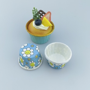 Cartine da Forno Impermeabili Blu con Bordo Arrotolato a Forma <span class=keywords><strong>di</strong></span> <span class=keywords><strong>Margherita</strong></span>, Resistenti al Calore, Compatibili con lo Zucchero, per Cupcake - Product Image 4