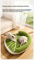 Chaise longue respirante en sisal pour animaux de compagnie, petit lit pour chien, tapis pour chat, double usage, motif feuille verte