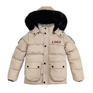 Dernières créations : <span class=keywords><strong>Doudoune</strong></span> matelassée beige imperméable à capuche zippée pour garçons, épaisse et chaude, pour l'hiver - Product Image 1