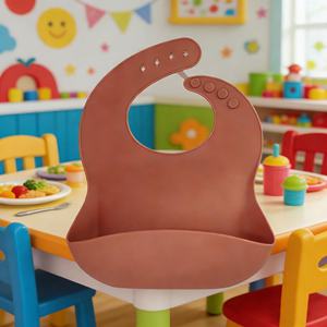 Bavoir bébé en silicone réglable, de haute qualité, facile à nettoyer, durable, de qualité alimentaire, imperméable, écologique, non toxique - Product Image 6