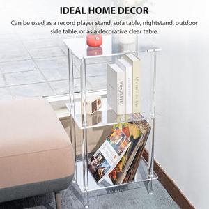 Support de tourne-disque à trois niveaux en acrylique transparent, simple et moderne, résistant à l'eau, pour le stockage et l'exposition de disques vinyles, table d'appoint - Product Image 4
