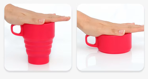 Mug à café pliable réutilisable avec logo personnalisé, résistant à la chaleur, en silicone, gobelet de voyage pliable avec couvercle - Product Image 3