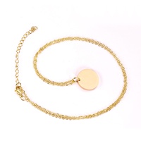 Collier avec pendentif rond Simple en acier inoxydable, bijou plaqué or, avec pièces gravées