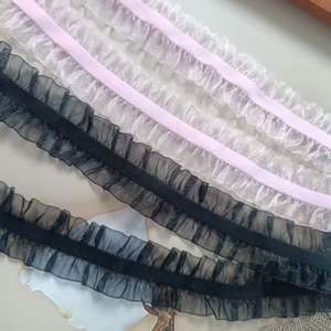 شريط دانتيل أبيض عالي الجودة ذو وجهين بحافة على شكل زهرة اللوتس، شريط مرن من النايلون النقي بألوان صلبة متنوعة - Product Image 5