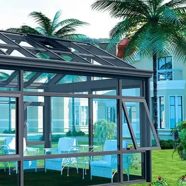 Ikealuminum maison magique avec fibre de verre véranda véranda en alliage d'aluminium pour piscine soleil véranda verre maison de maison