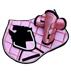 Professional Equestrian Saddle <b>Pad</b> Breathable Cotton Colorful Satin Trim Fly Bonnet Neoprene Brushing Boots - Product Image 1