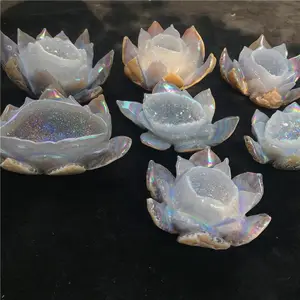 Bán Buôn Hào Quang Pha Lê Lotus Flower Trang Trí Thiên Thần Hào Quang Agate Geode Sen Thủ Công Mỹ Nghệ