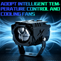 LELANPU Mini projecteur Bi-LED pour moto, phare auxiliaire blanc, laser canonnier, lampe de moto, 1 lentille, feu antibrouillard, éclairage de conduite