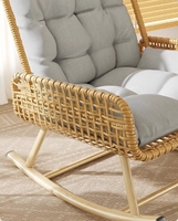 Chaise inclinable pivotante pour adulte en rotin rétro en bois pour chambre et balcon pour les loisirs pause déjeuner sommeil-utilisation en extérieur