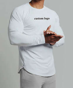 Herren Weiß GYM Langarm Fit Shirt Herren Silikon Running Gym Fitness Langarm T-Shirt Spandex Langarm Shirt für Herren - Product Image 5