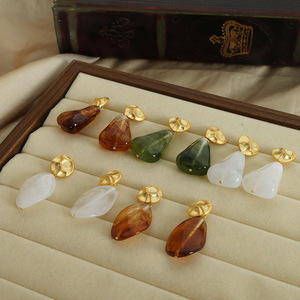 Multi Colors Resin <b>Dangle</b> <b>Earrings</b> for Women | 18K PVD <b>Gold</b> Plated Stainless Steel | Waterproof, Hypoallergenic & Non-Fading - Product Image 3