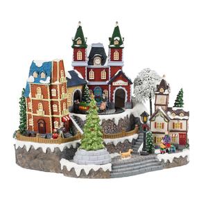 Venta caliente de Navidad de la estación de tren de modelo de temporada de resina de Led Navidad pueblo - Product Image 3