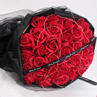 Vente chaude - Cadeau écologique de haute qualité pour Noël et la Saint-Valentin - Bouquet de 99 roses en savon - Boîte en plastique - Fleurs artificielles