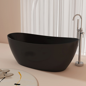 จัดส่งฟรีพื้นผิวที่เป็นของแข็งอ่างอาบน้ำสีดำด้านสำหรับผู้ใหญ่ - Product Image 4