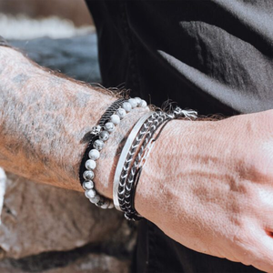 <span class=keywords><strong>Bracelet</strong></span> personnalisé Jietao en acier inoxydable avec maillons trombone et breloque à trois anneaux, bijou minimaliste pour <span class=keywords><strong>homme</strong></span>, cadeau Fête des Pères - Product Image 4