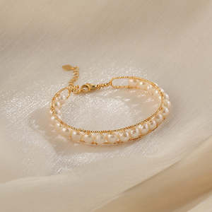 Bracelet en perles naturelles à double couche réglable WENCHI 400g Accessoire confortable et élégant - Product Image 2