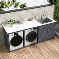 Meuble de rangement et de lavage intégré pour cour extérieure sans formaldéhyde, armoire de salle de bain en aluminium massif alvéolé