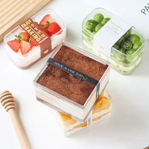 Phổ biến PS rõ ràng nhựa Tiramisu hộp tráng miệng với nắp nhựa bánh container cho món tráng miệng Cookie - Product Image 2