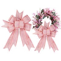 Personnalisé grand Rose fleur arcs printemps décor Buffalo Plaid toile de jute filaire ruban arcs pour guirlande intérieur extérieur fenêtre décorations