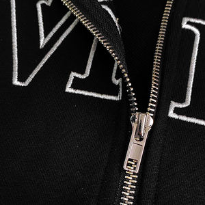 Sweat à capuche zippé unisexe de haute qualité avec logo personnalisé, effet délavé à l'acide, strass, lettres, polyester/coton, polaire, poids lourd, hiver - Product Image 5