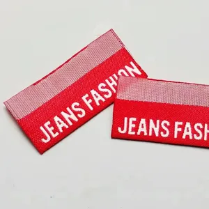 High Density Custom Brand Name Logo and Size End Folded Garment Textile Neck Woven Tags Labels for Clothing