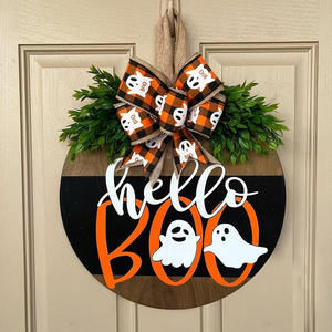 Decoración de Halloween de madera: Placa decorativa de pared con calavera blanca y fantasma para puerta, ideal para fiestas. - Product Image 1