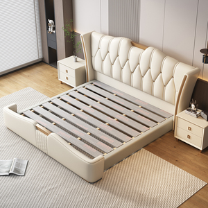 Phong Cách Châu Âu <span class=keywords><strong>Divan</strong></span> Mềm Da Đầu Giường Nữ Hoàng Kích Thước Giường Với Ngăn Kéo Lưu Trữ - Product Image 4