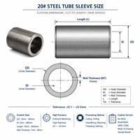 20 #   Manchons en acier pour tubes, manchons en acier au carbone sur mesure, tolérance de précision CNC 0,2 mm, longueur coupée, entretoises pour tubes, sans MOQ, pièces OEM