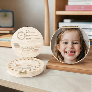 Caja de Almacenamiento de Dientes de Leche Personalizada Uionen, Caja de Madera para Guardar Dientes, Regalo de Recuerdo - Product Image 1