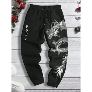 FOXA Men's <b>Dragon</b> Print Sweatpants Drawstring Waist Jogger Pants with Pocket Breathable 100% Cotton Workout - Product Image 4