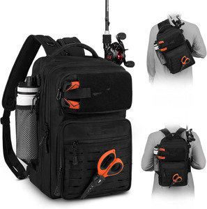 Sac à dos de pêche gratuit, grand sac à pêche imperméable avec housse de pluie protectrice et 4 boîtes à pêche - Product Image 6