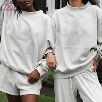 Sweat-shirt réversible pour femme en molleton 100% coton de haute qualité, style universitaire, col montant, personnalisable avec logo OEM/ODM, idéal pour le Pilates et le yoga