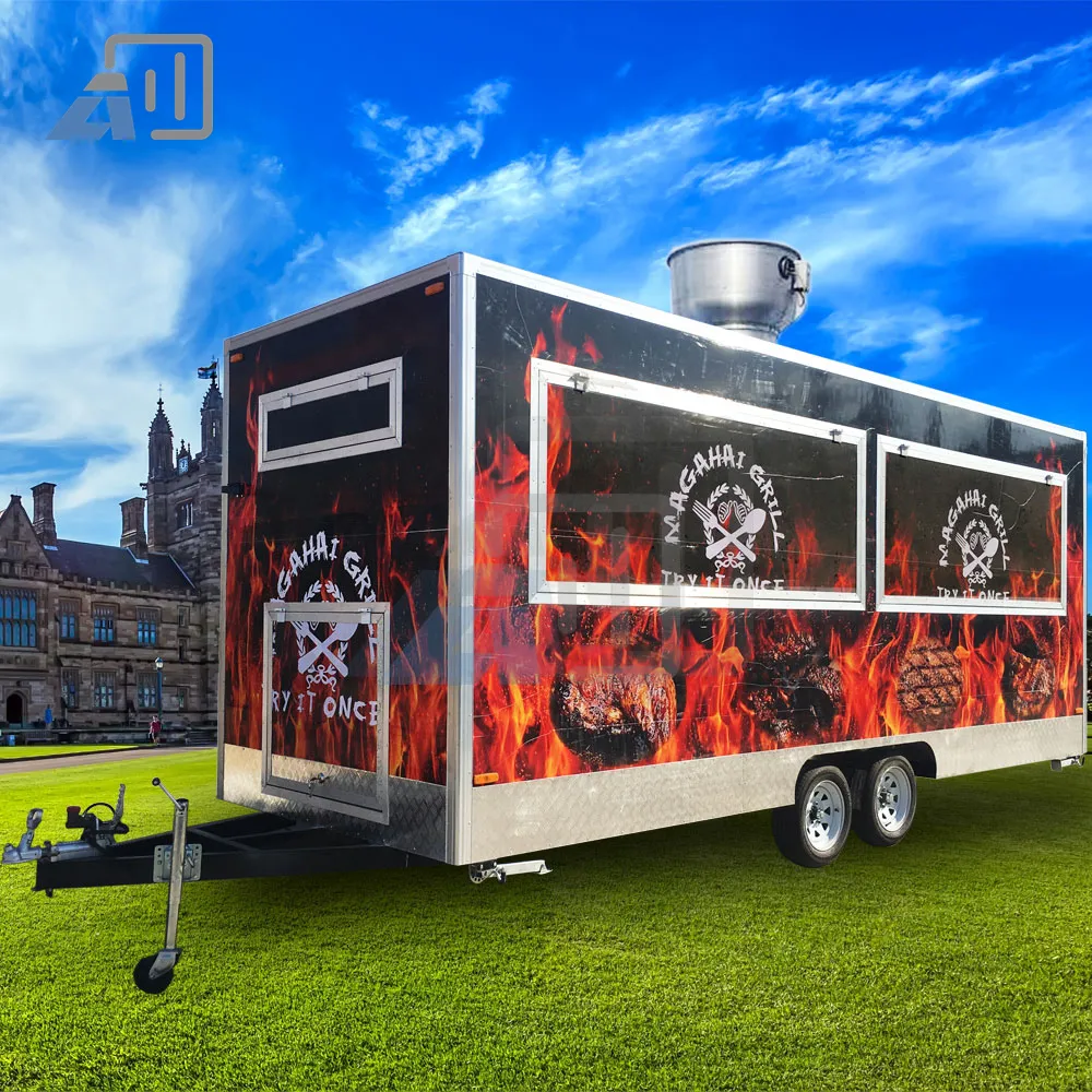 China Hot Sale Mobile Food Cart Vending Food Truck Containers Mobile Fast Food Van Trailer for Europe