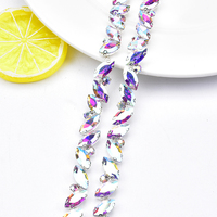 1 Yard Chaîne à griffes 3D en strass œil de cheval, garniture en cristal DIY pour collier, à coudre sur vêtements, verre ABS, bagages, diamant à souder scintillant