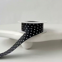 En stock, ruban en polyester à pois de haute qualité, 2,5 cm, tissage dense, ruban décoratif pour jouets, emballage de vêtements, bricolage