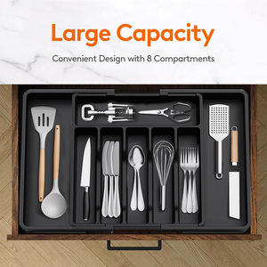 En gros, Organisateur extensible et réglable pour couverts et bijoux, grand plateau de rangement pour tiroir de cuisine et salle de bain - Product Image 2