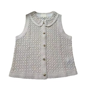 Chaleco Camelia para Mujer, Blusa Vintage de Ganchillo 3D, Camisa sin Mangas con Cuello Peter Pan - Product Image 5